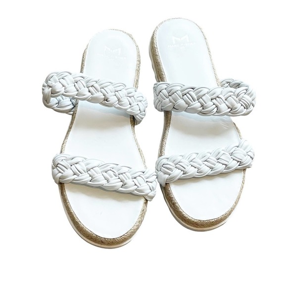 Marc Fisher ML Jaimee White Espadrille Slip On Leather Braided Flat Sandals 8M - Picture 10 of 12